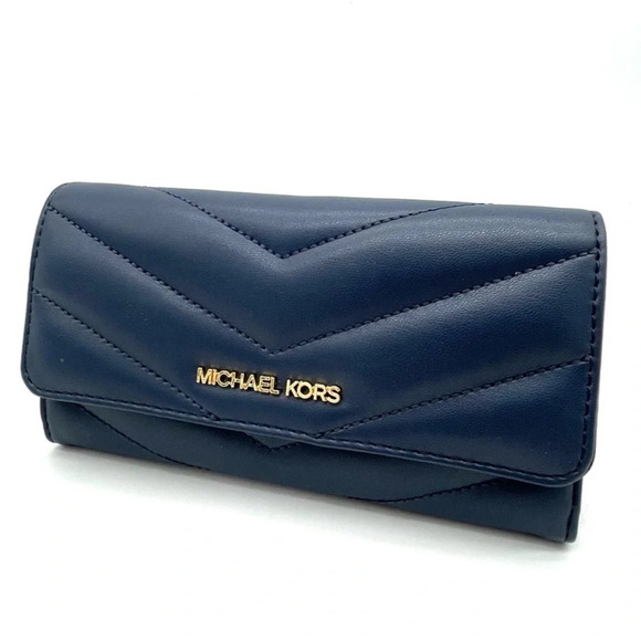 Michael Kors Handbags - Michael Kors Large Trifold Wallet Navy Blue (NWT)